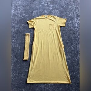 Vintage 90s Women’s Lands’ End Yellow Maxi Dress With Pockets